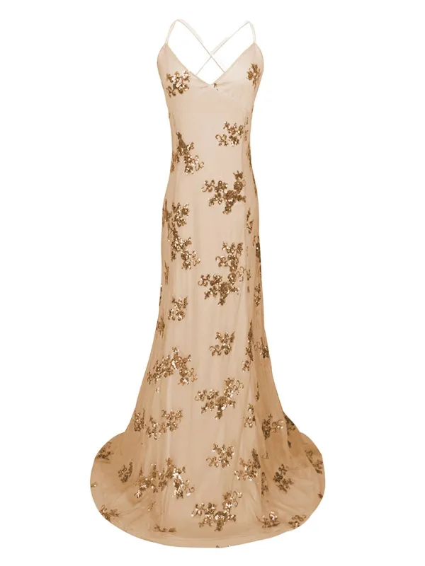 Ivory 1980s Sequin-Embellished Mermaid Gown Dress sold by Retro Stage