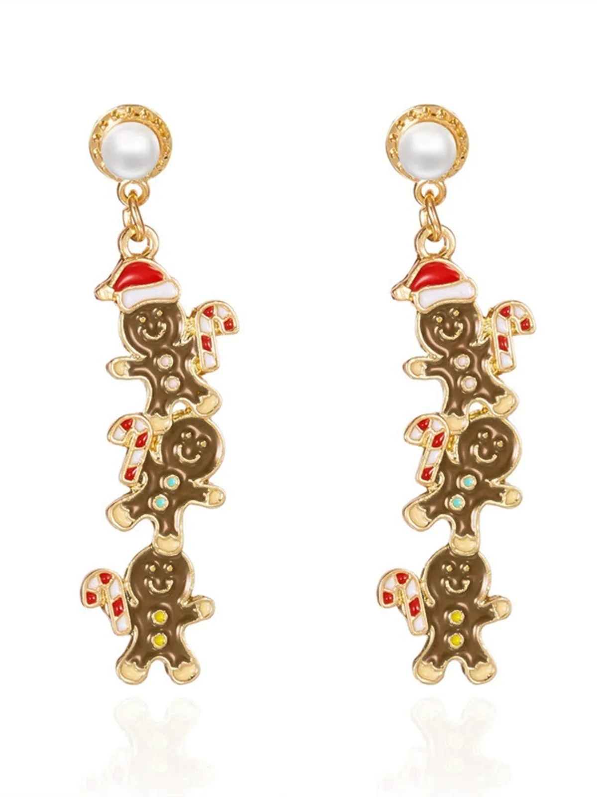 Christmas Multi-Gingerbread Man Pearl Earrings sold by Retro Stage