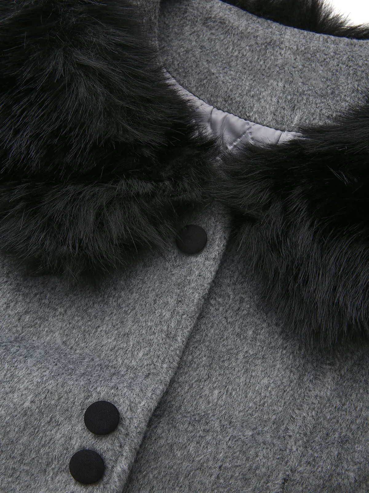 1980s Fur Trim Solid Faux-Wool Coat sold by Retro Stage product image thumbnail 4