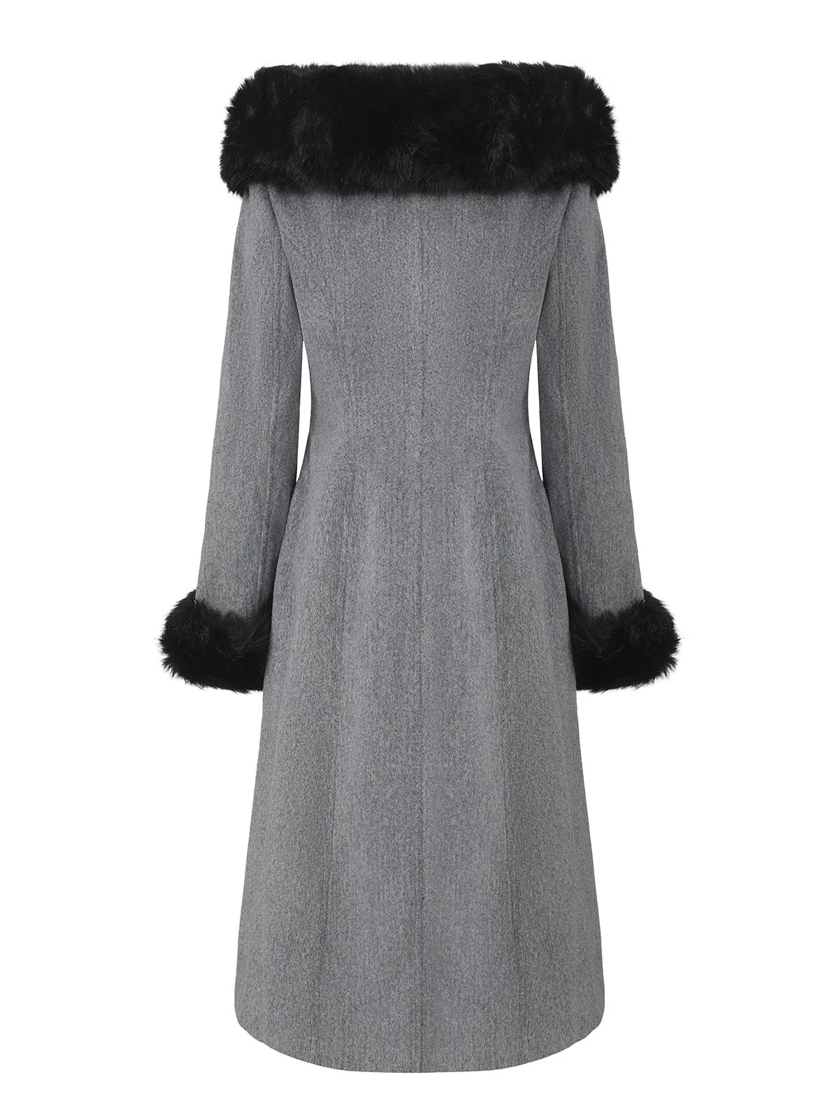 1980s Fur Trim Solid Faux-Wool Coat sold by Retro Stage product image thumbnail 3