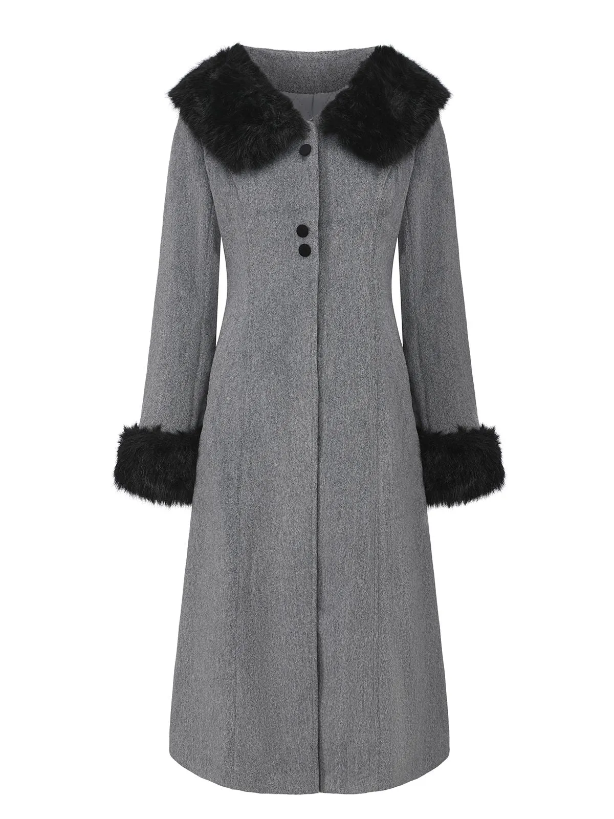 1980s Fur Trim Solid Faux-Wool Coat sold by Retro Stage product image thumbnail 2