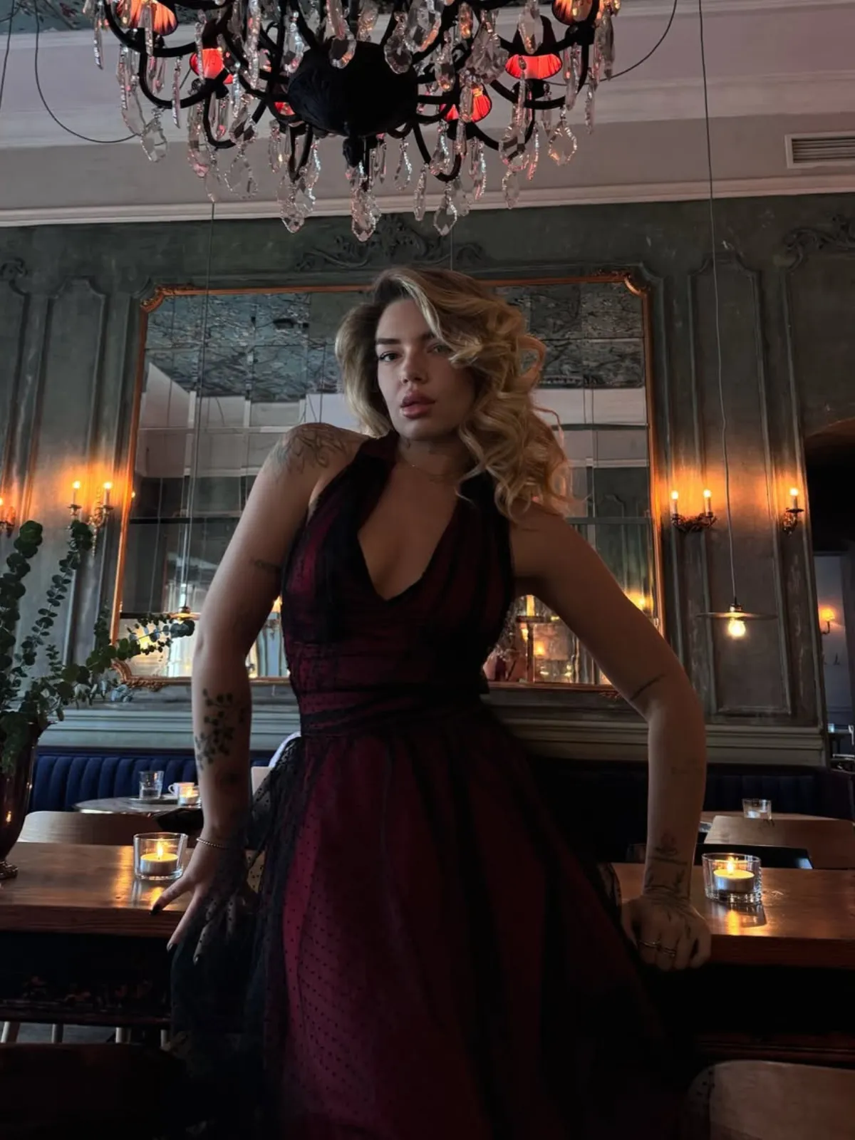 Red 1950s Dots Mesh Swing Dress sold by Retro Stage product image thumbnail 3