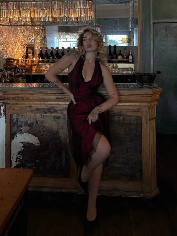 Red 1950s Dots Mesh Swing Dress sold by Retro Stage