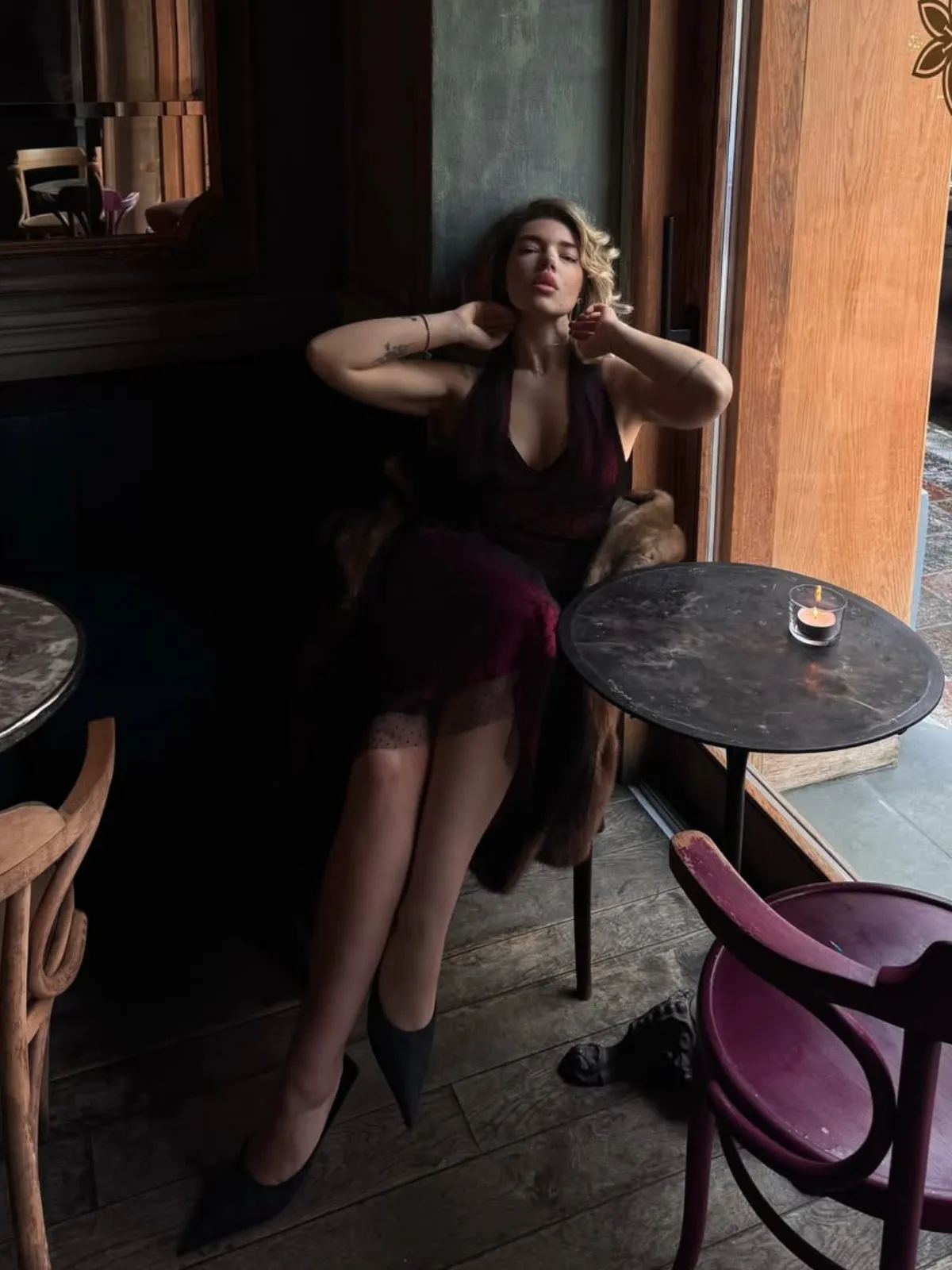 Red 1950s Dots Mesh Swing Dress sold by Retro Stage product image thumbnail 2