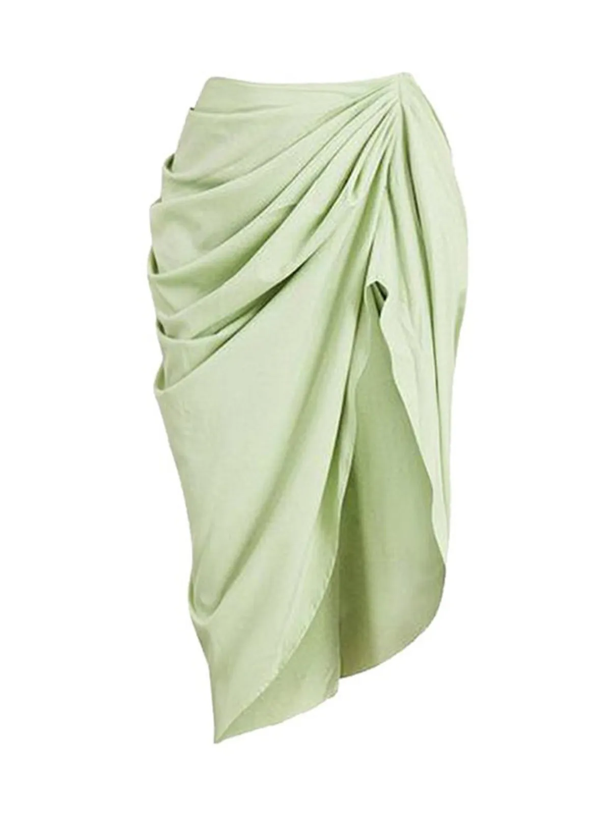 2PCS Green 1940s One-Shoulder One-Piece Swimsuit & Pleated Cover Up sold by Retro Stage product image thumbnail 4