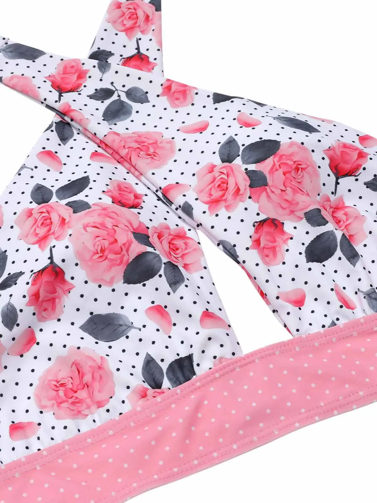 Pink 1940s Floral Cross Halter Swimsuit sold by Retro Stage product image thumbnail 5