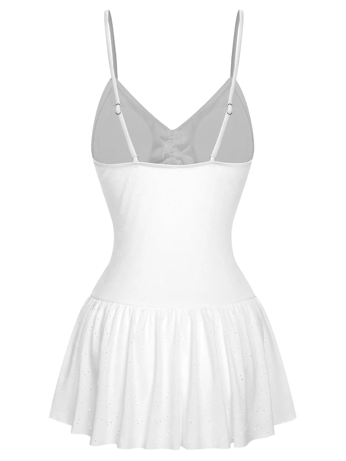White 1960s Spaghetti Strap One-Piece Swimsuit sold by Retro Stage product image thumbnail 2