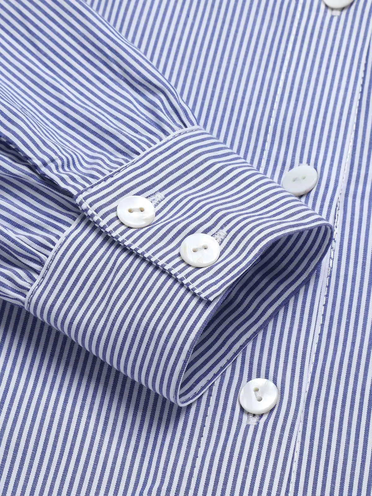 Blue 1950s Tie Neck Stripes Blouse sold by Retro Stage product image thumbnail 5