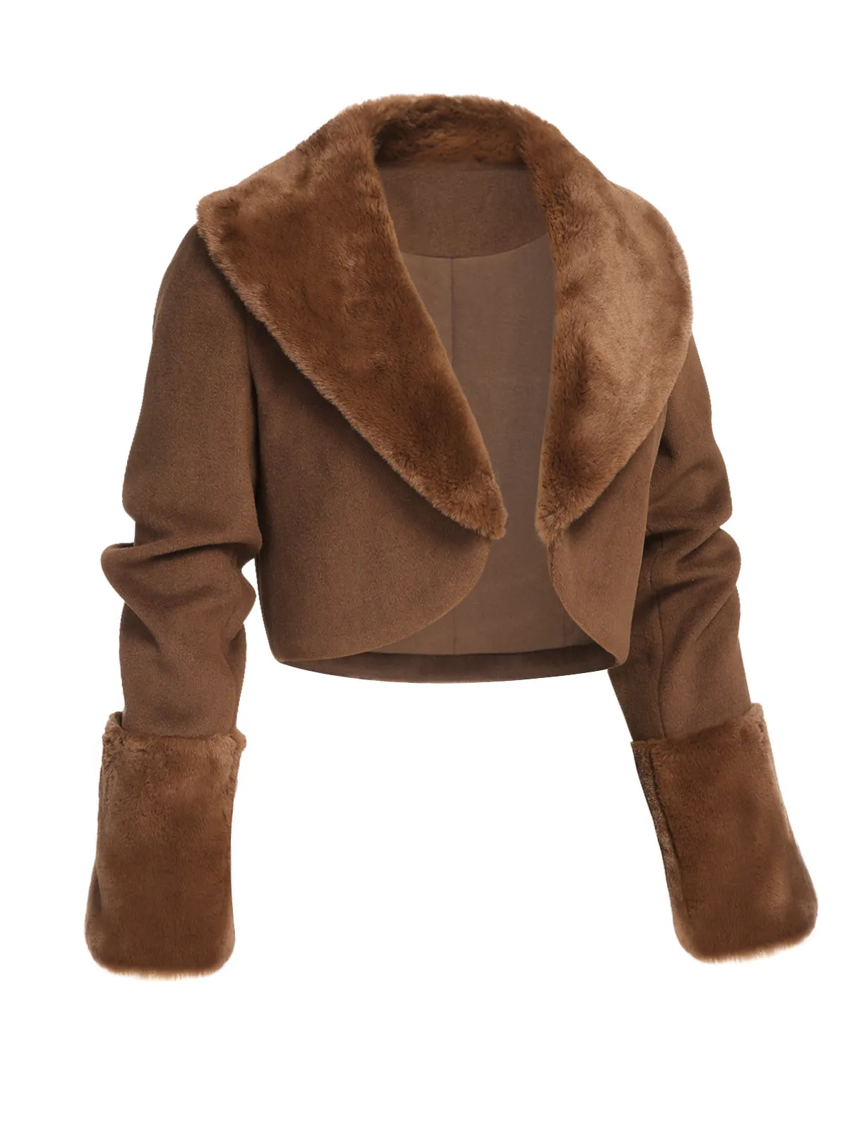 Brown 1950s Retro Fur Collar Bolero Jacket sold by Retro Stage product image thumbnail 3