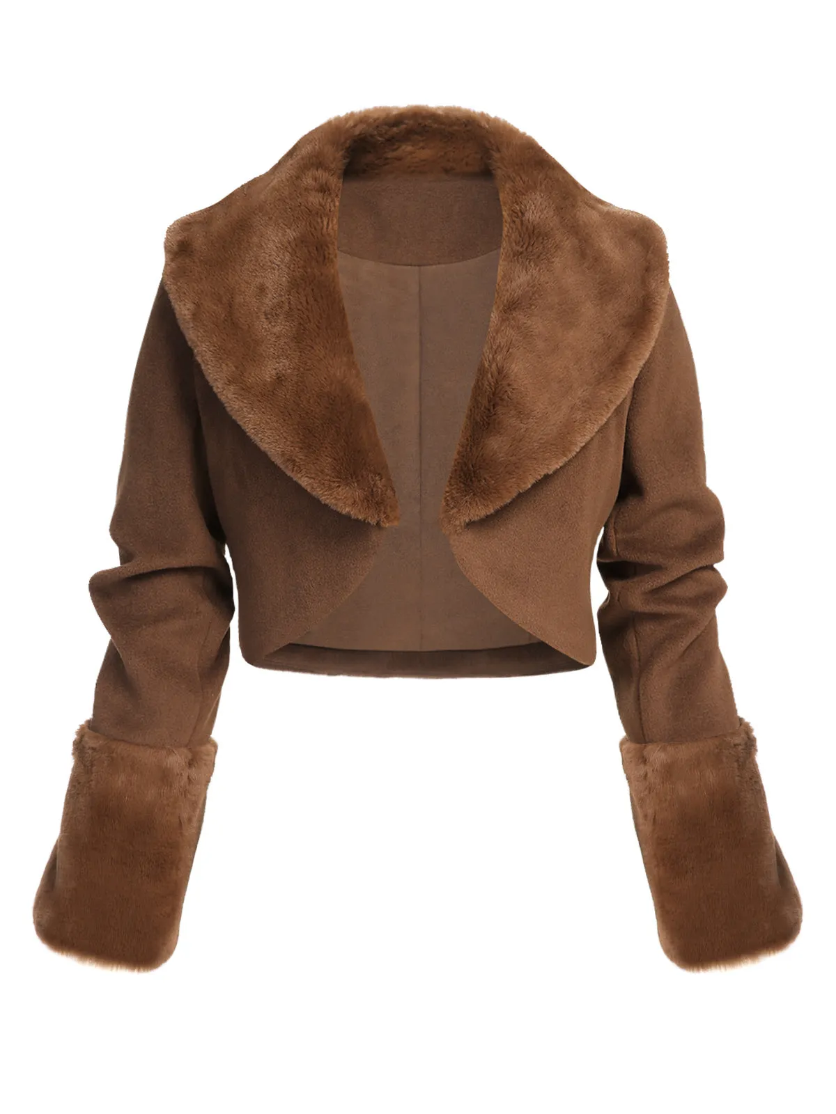 Brown 1950s Retro Fur Collar Bolero Jacket sold by Retro Stage product image thumbnail 2