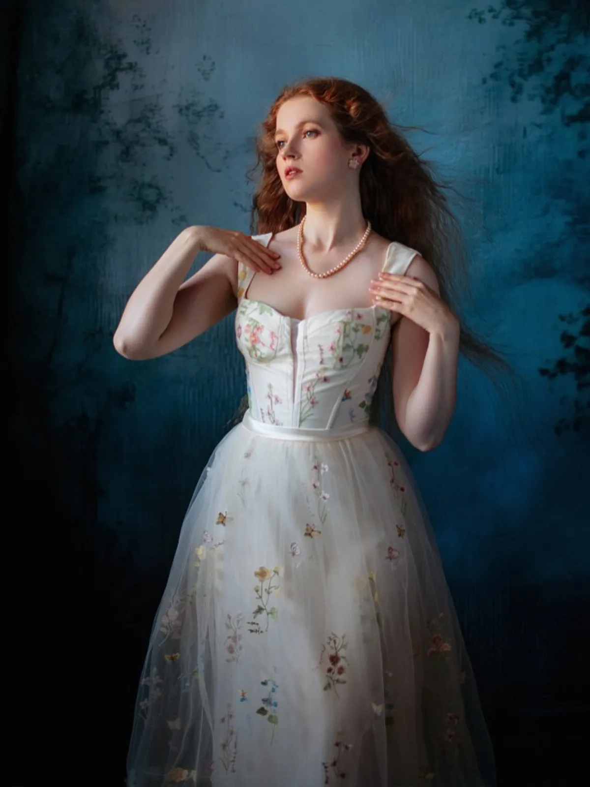 1930s Floral Mesh Boned Lace-Up Dress sold by Retro Stage product image thumbnail 2