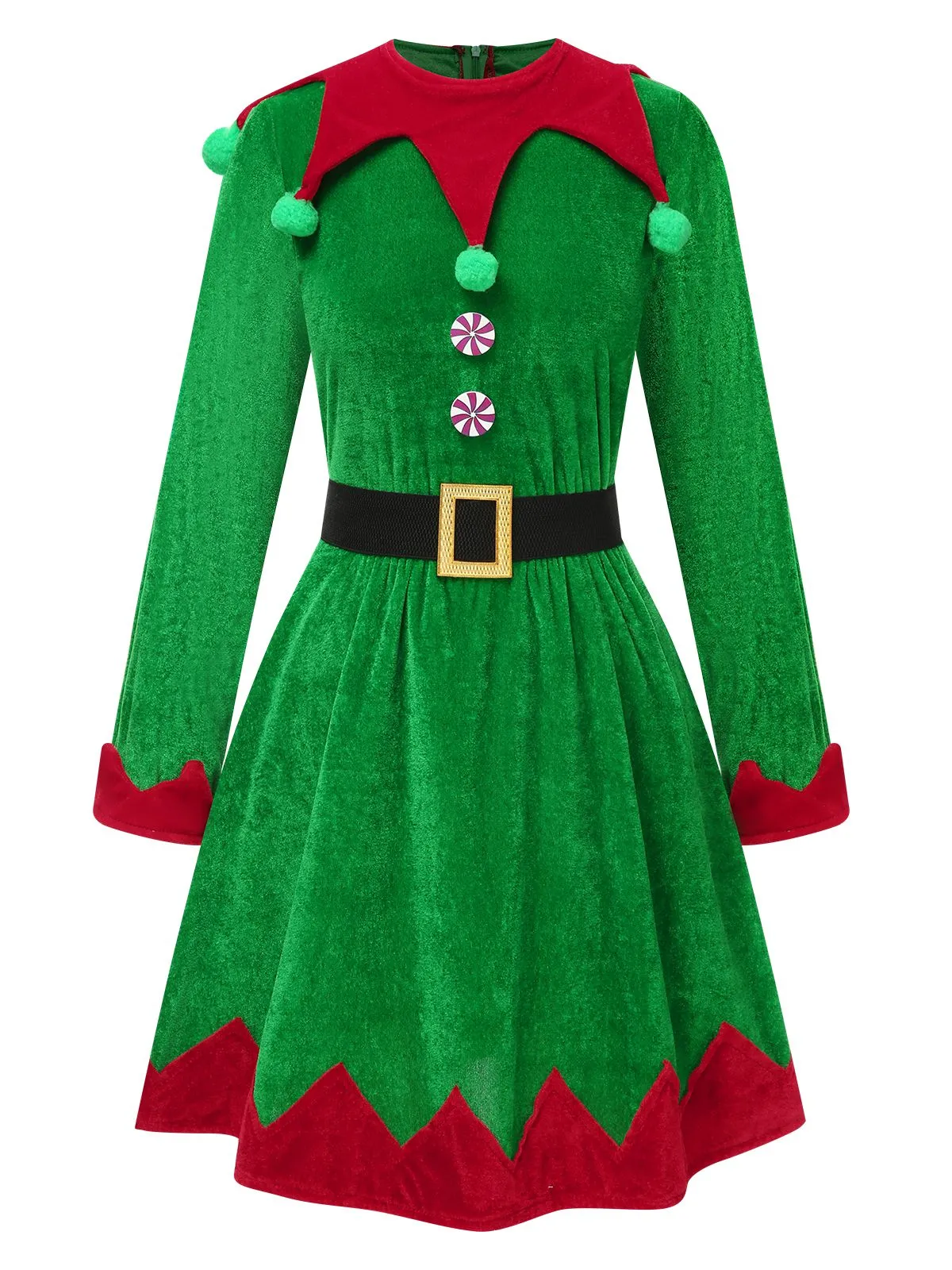 Green 1940s Christmas Elf Dress Set sold by Retro Stage product image thumbnail 3