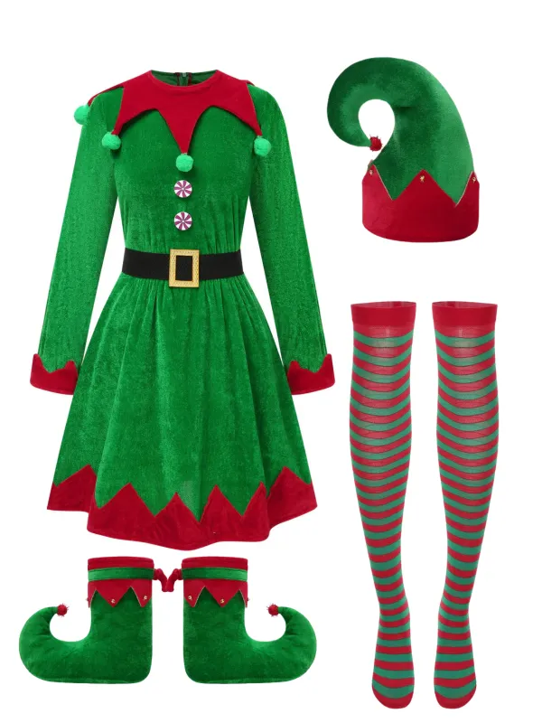 Green 1940s Christmas Elf Dress Set made by Retro Stage