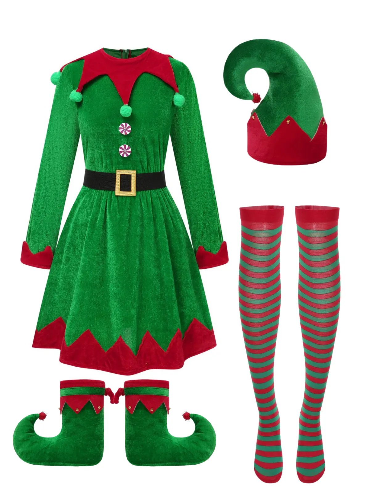 Green 1940s Christmas Elf Dress Set sold by Retro Stage