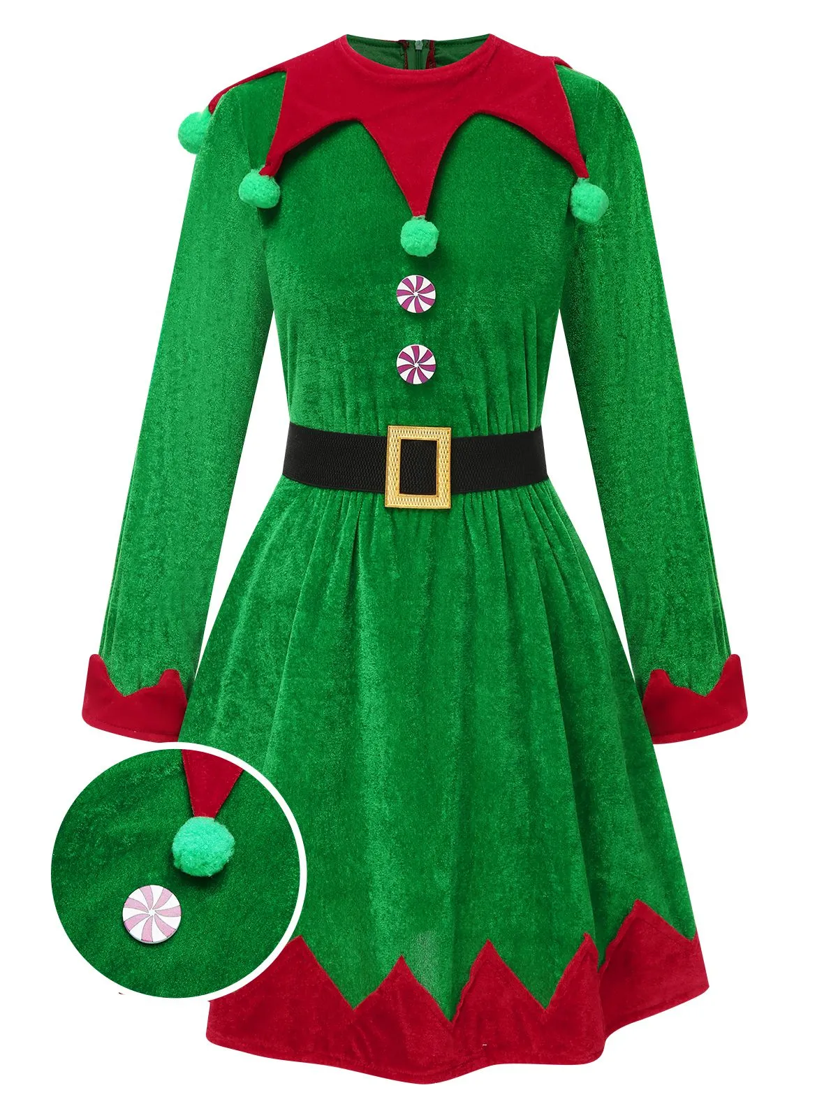 Green 1940s Christmas Elf Dress Set sold by Retro Stage product image thumbnail 2