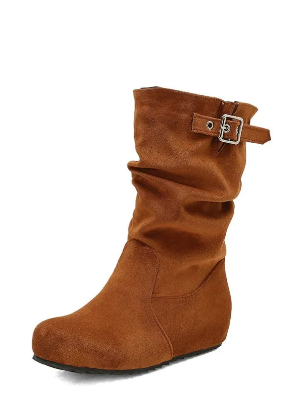 Suede Wedge Buckle Detail Boots sold by Retro Stage