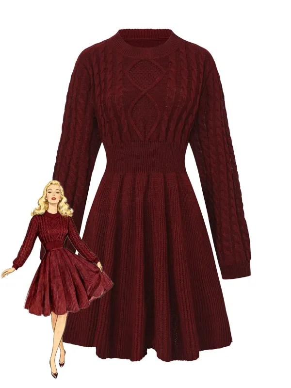 1940s Solid Knitted Lantern Sleeve Sweater Dress sold by Retro Stage