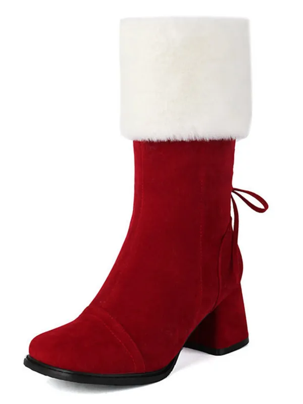 Vintage Contrasted Suede Plush Chunky Boots sold by Retro Stage