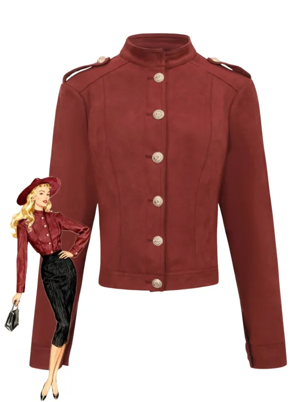 Brown 1980s Stand Collar Suede Cropped Jacket sold by Retro Stage