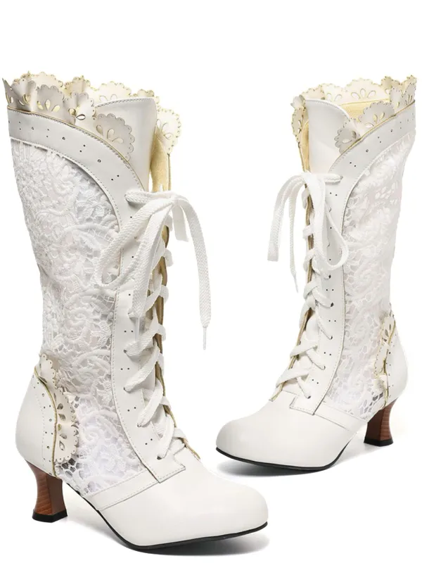 Victorian Style Lace Up Kitten Boots sold by Retro Stage