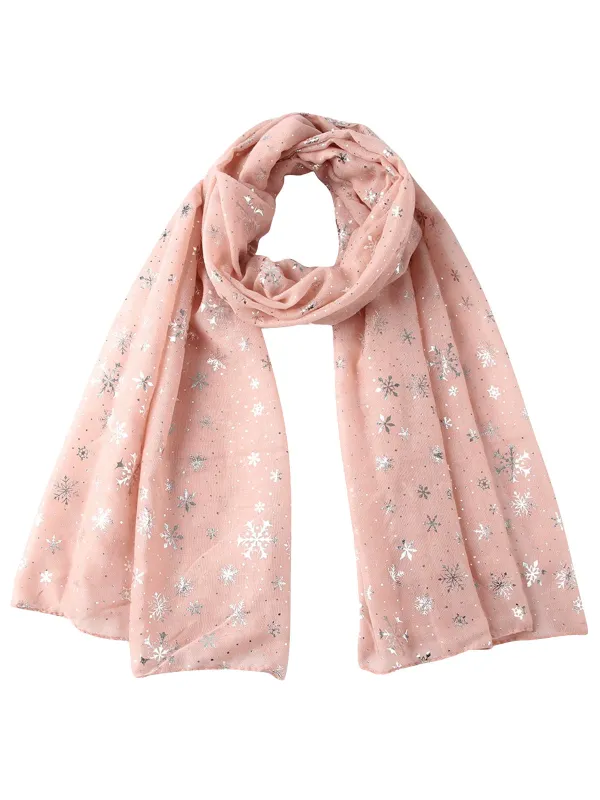 Winter Christmas Sheer Glitter Snowflakes Scarf sold by Retro Stage