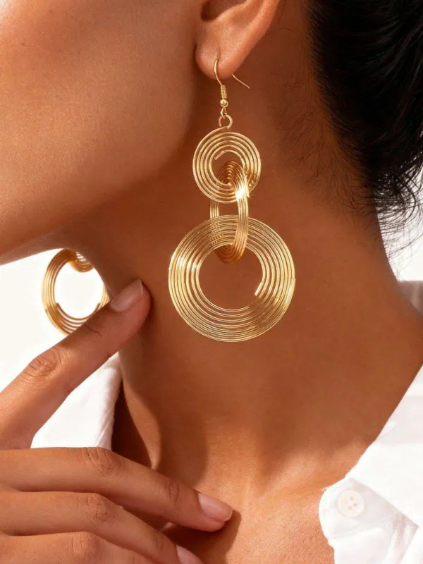 Vintage Gold Exaggerated Coil Alloy Earrings sold by Retro Stage