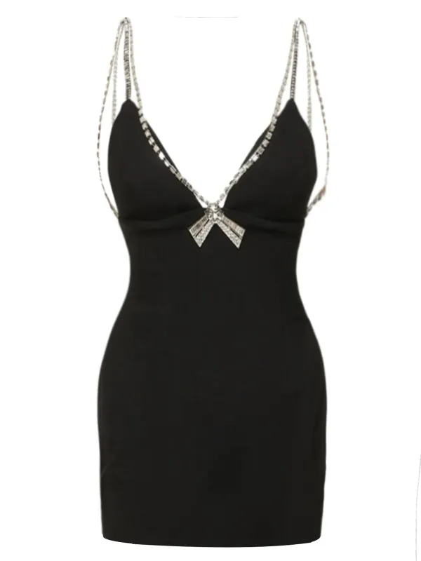 1970s Solid Spaghetti Straps Rhinestones Dress sold by Retro Stage