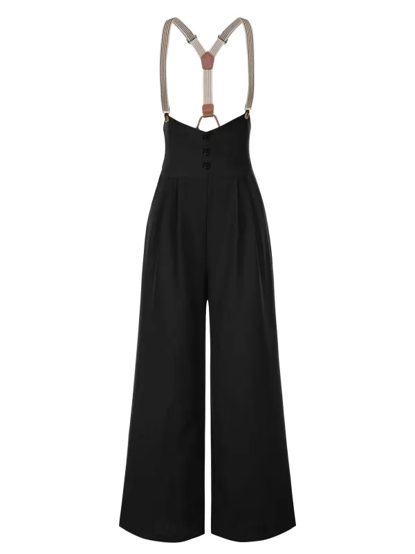 [Pre-Sale] Black 1950s Button Suspender Pants sold by Retro Stage