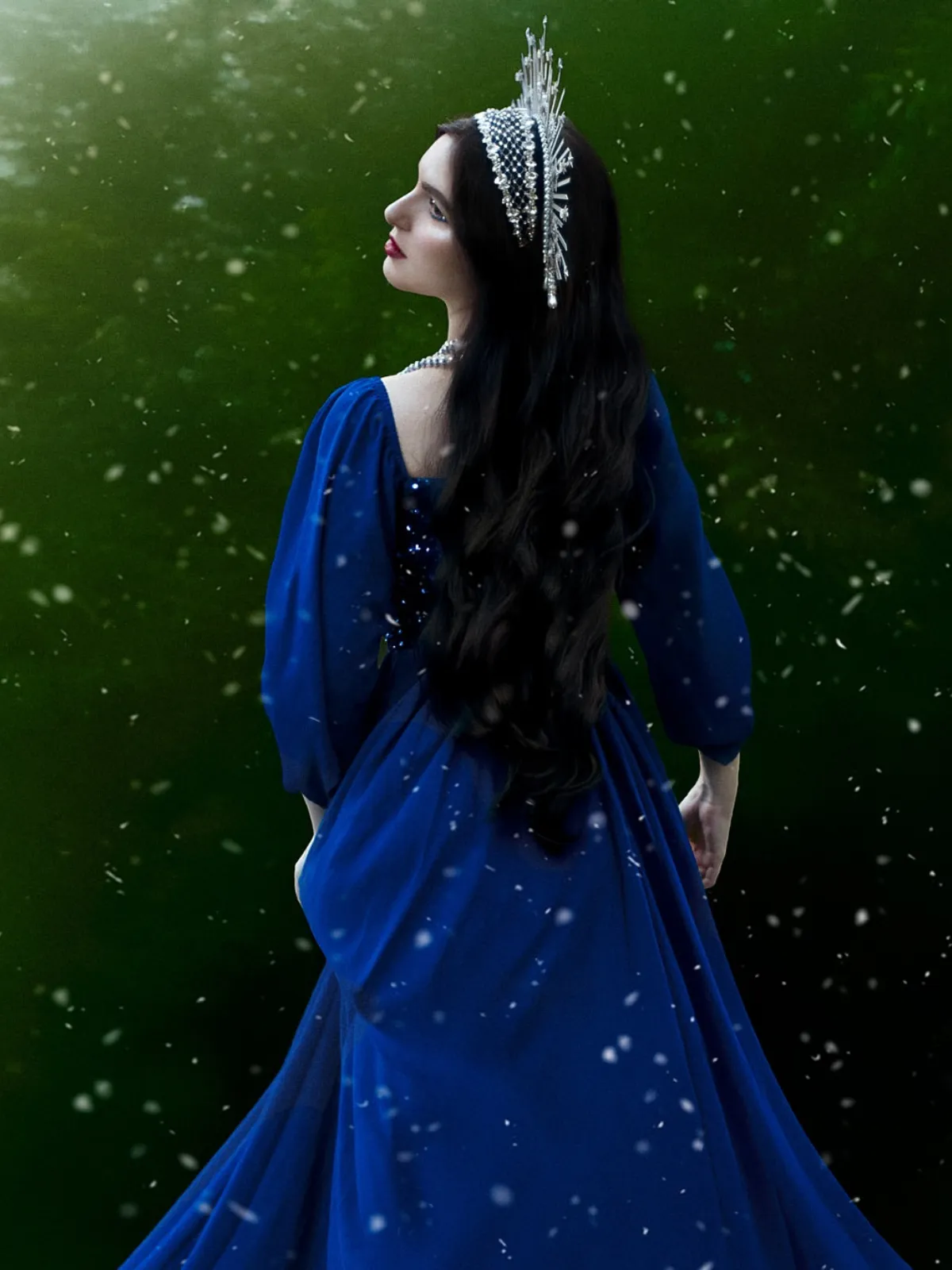 Royal Blue 1920s Sequined Sweetheart Neck Maxi Dress sold by Retro Stage product image thumbnail 2