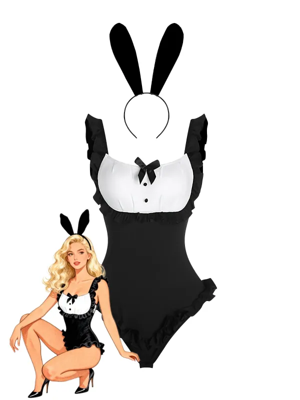 1980s Bunny Girl Bodysuit Loungewear Set sold by Retro Stage