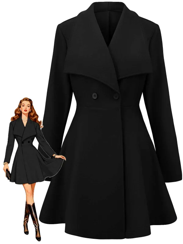1940s Lapel Solid Tailored Coat sold by Retro Stage