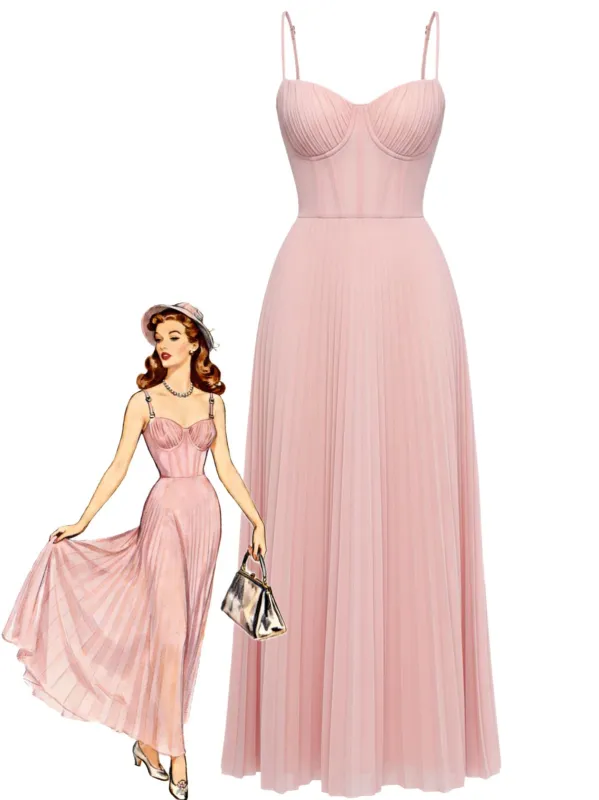1930s Solid Pleated Strappy Evening Dress sold by Retro Stage
