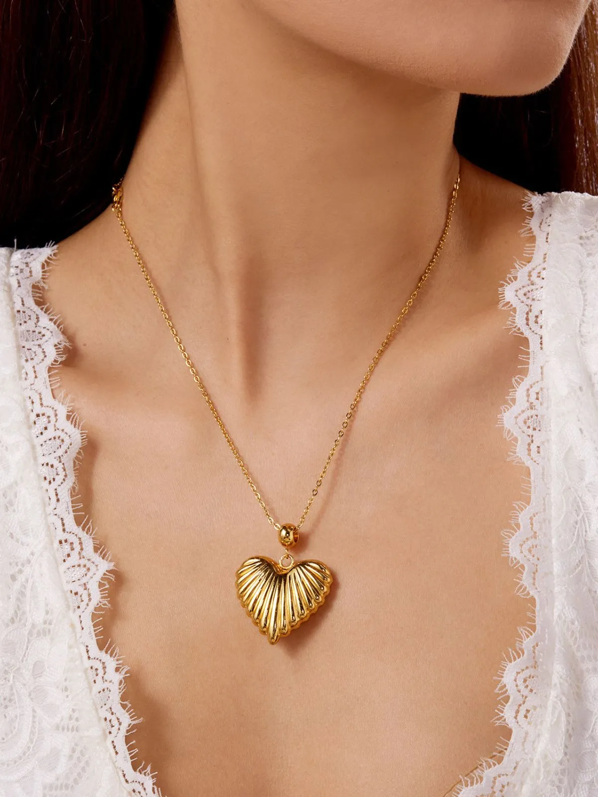 Vintage Stainless Steel Heart Necklace sold by Retro Stage product image thumbnail 4