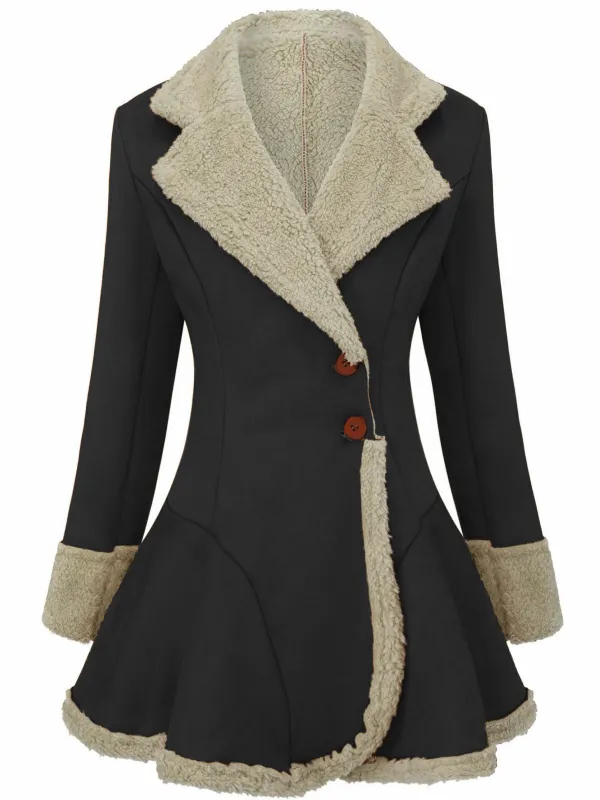 Black 1970s Lapel Flared Hem Suede Jacket sold by Retro Stage