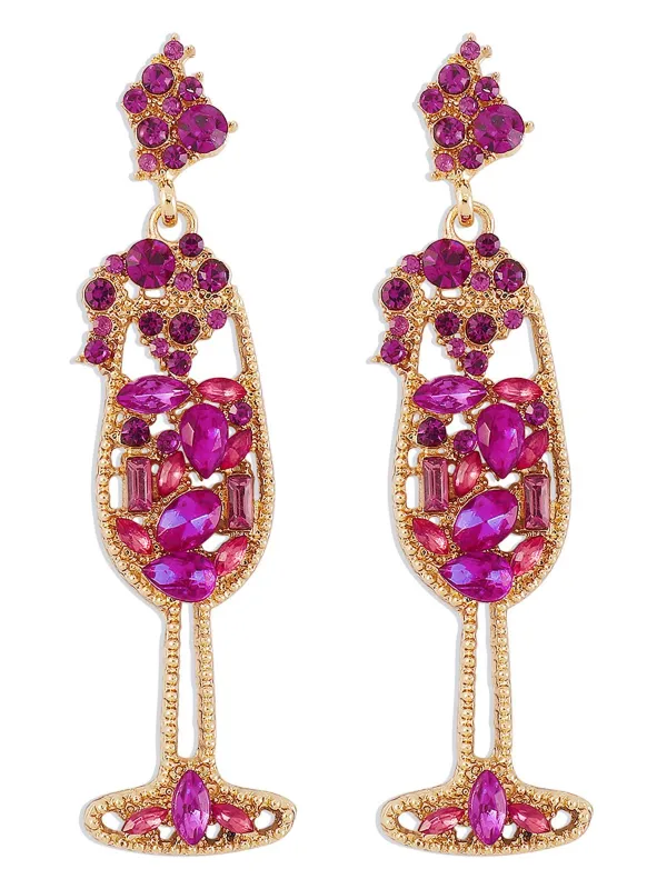 Champagne Glass Pearl Gem Earrings sold by Retro Stage