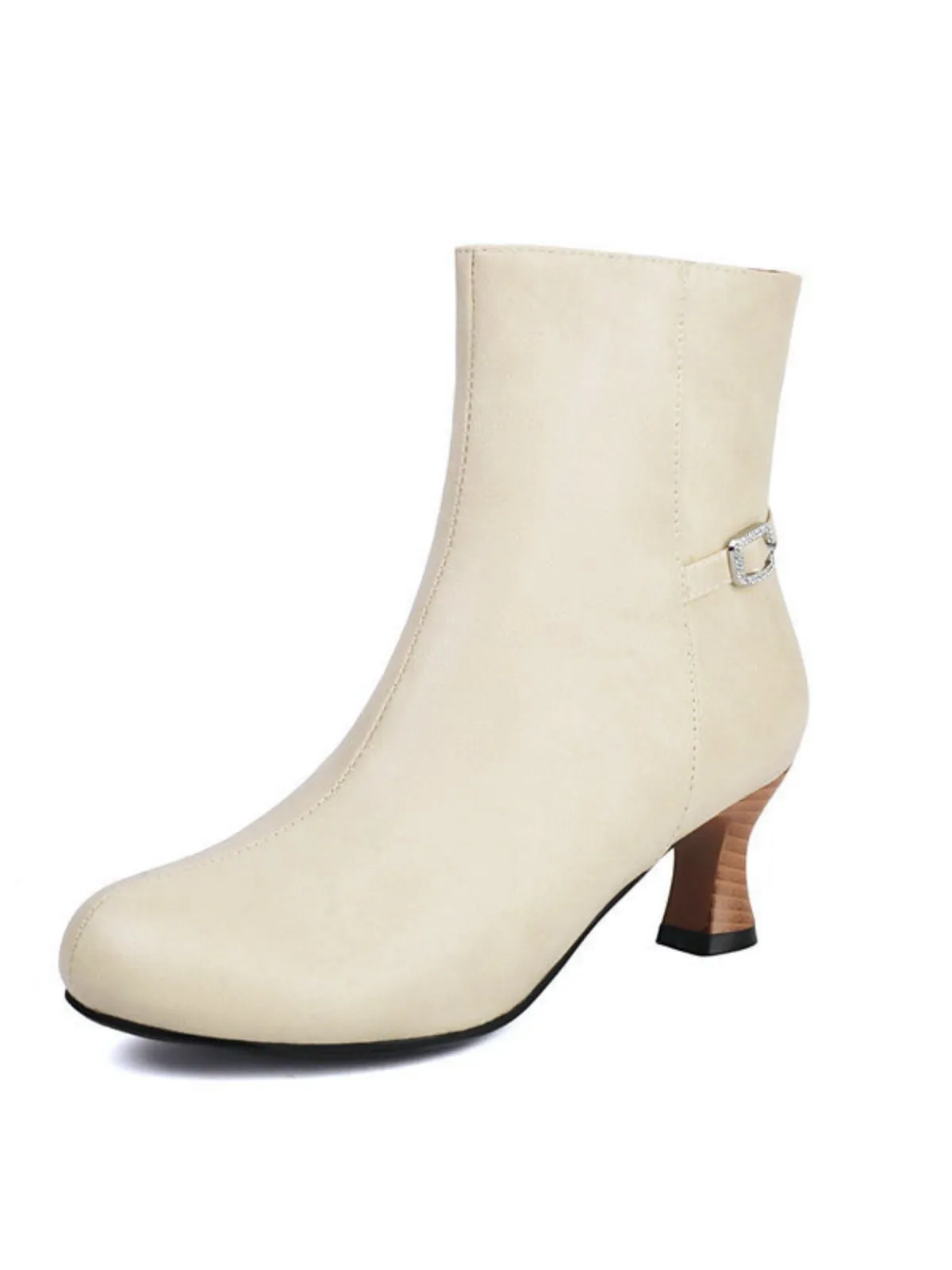 Retro Solid Faux Leather Side Zipper Ankle Boots sold by Retro Stage product image thumbnail 5
