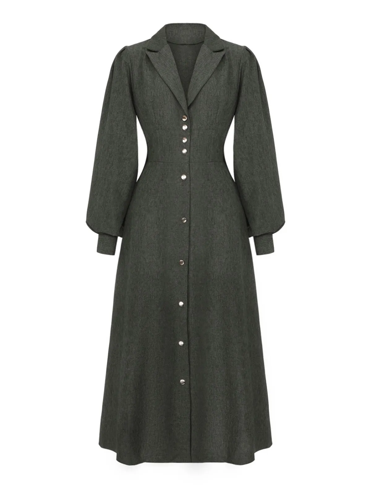1940s Notched Collar Lantern Sleeve Button Dress sold by Retro Stage product image thumbnail 2