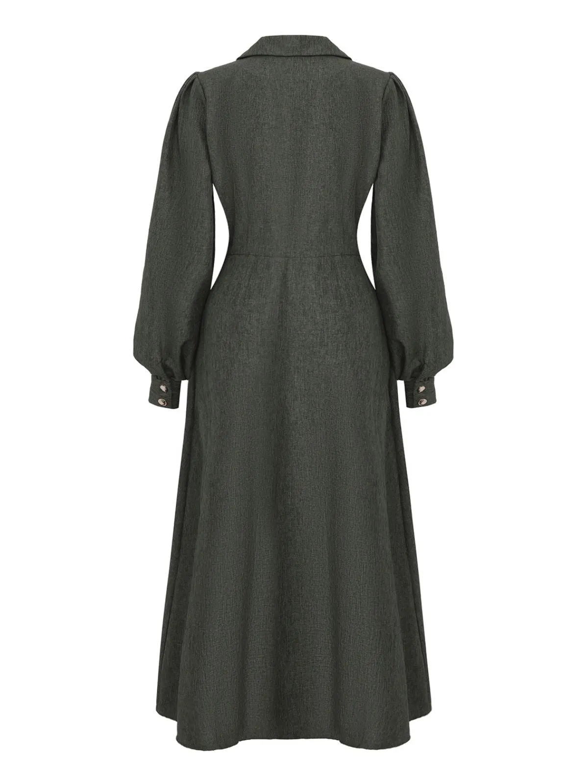 1940s Notched Collar Lantern Sleeve Button Dress sold by Retro Stage product image thumbnail 3