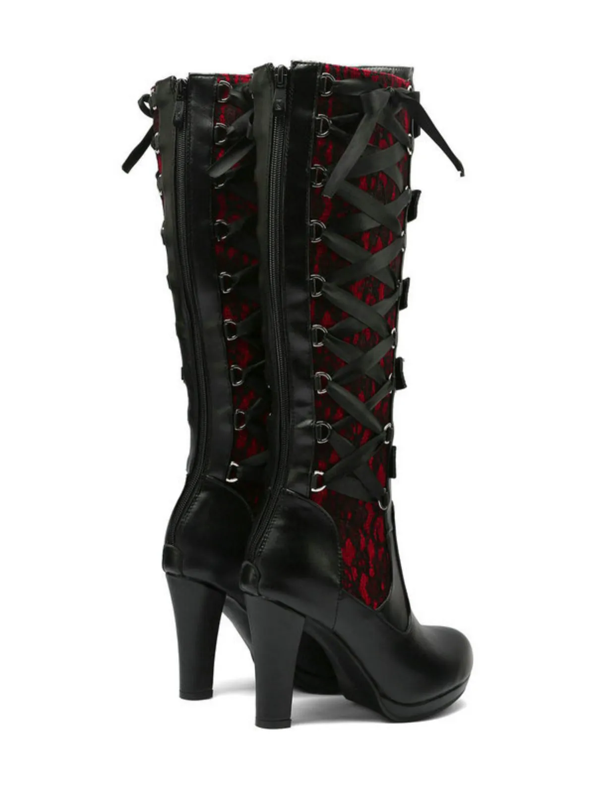 Vintage Punk Lace-Up Lace High Heel Boots sold by Retro Stage product image thumbnail 2