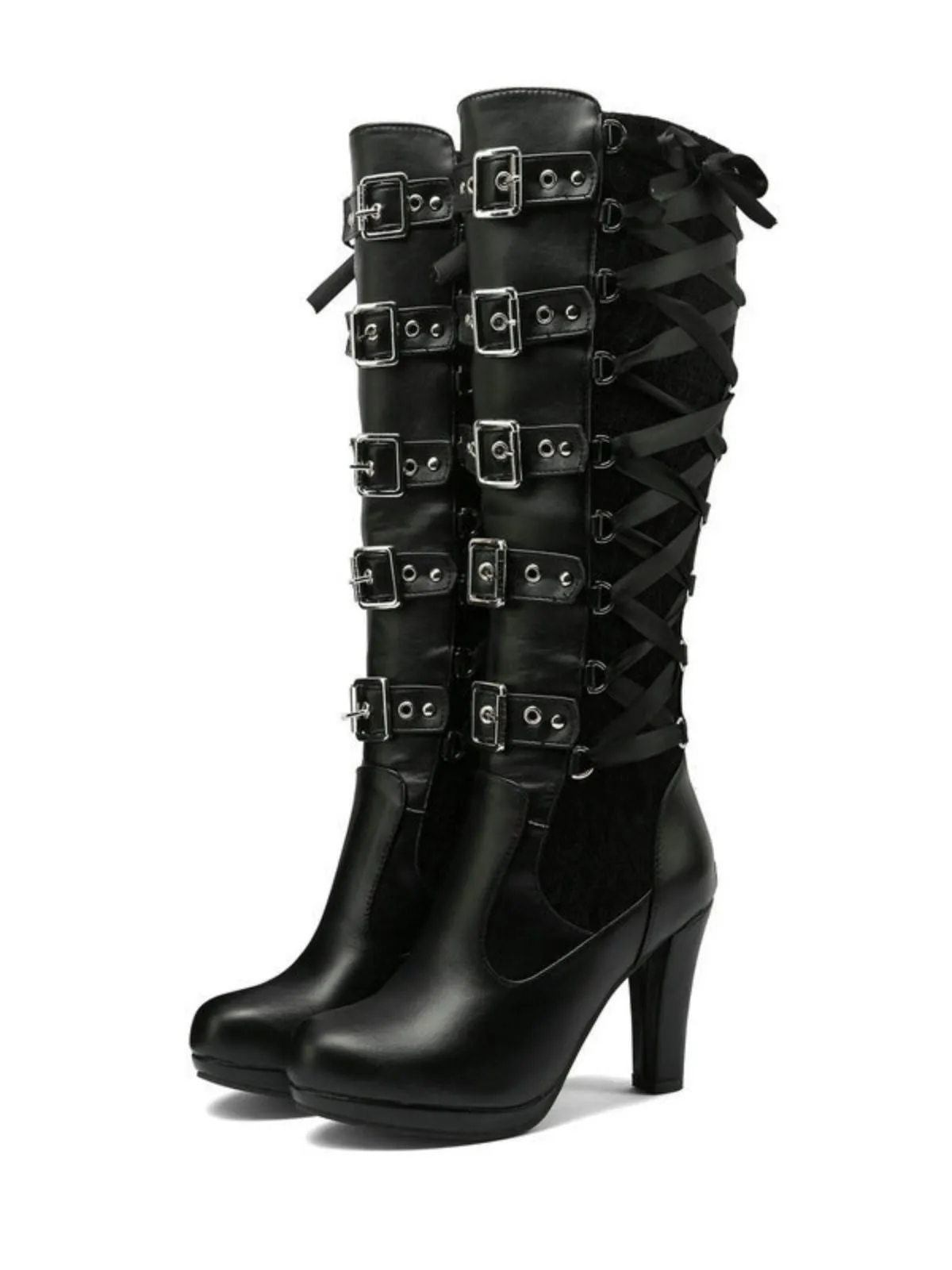 Vintage Punk Lace-Up Lace High Heel Boots sold by Retro Stage product image thumbnail 5