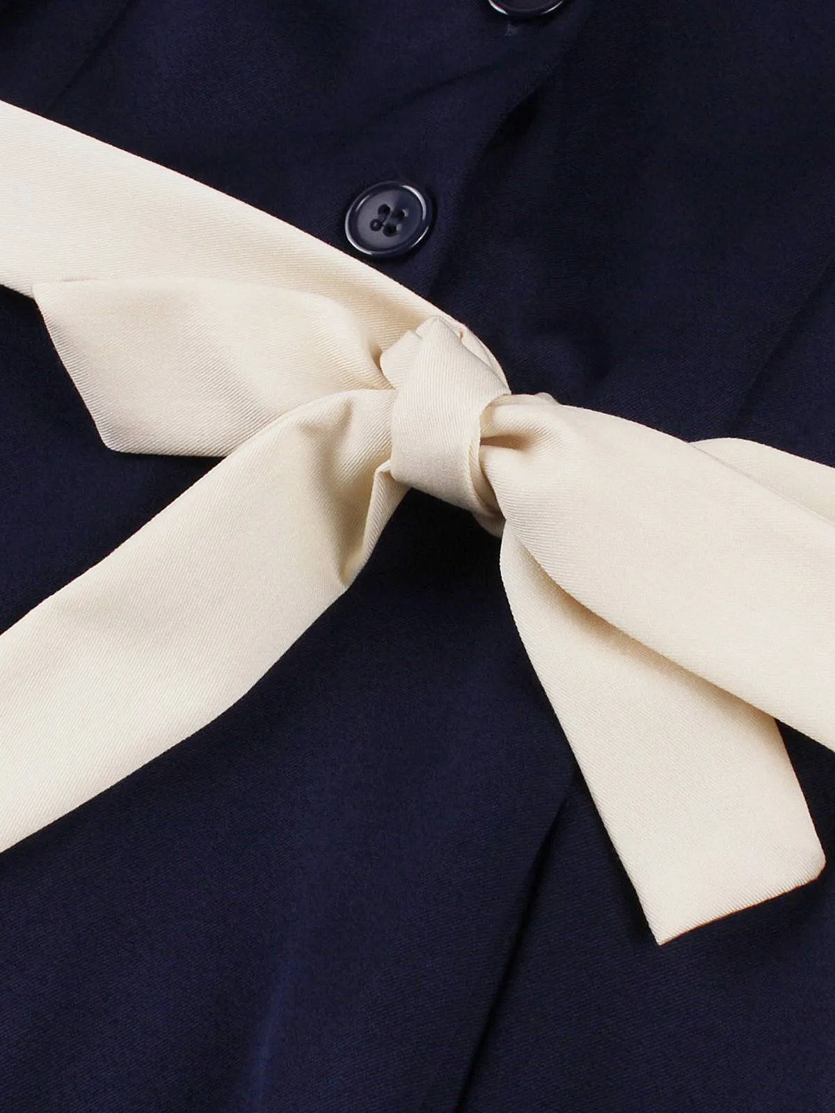 Navy Blue 1950s Nautical Square Neck Belted Dress sold by Retro Stage product image thumbnail 5