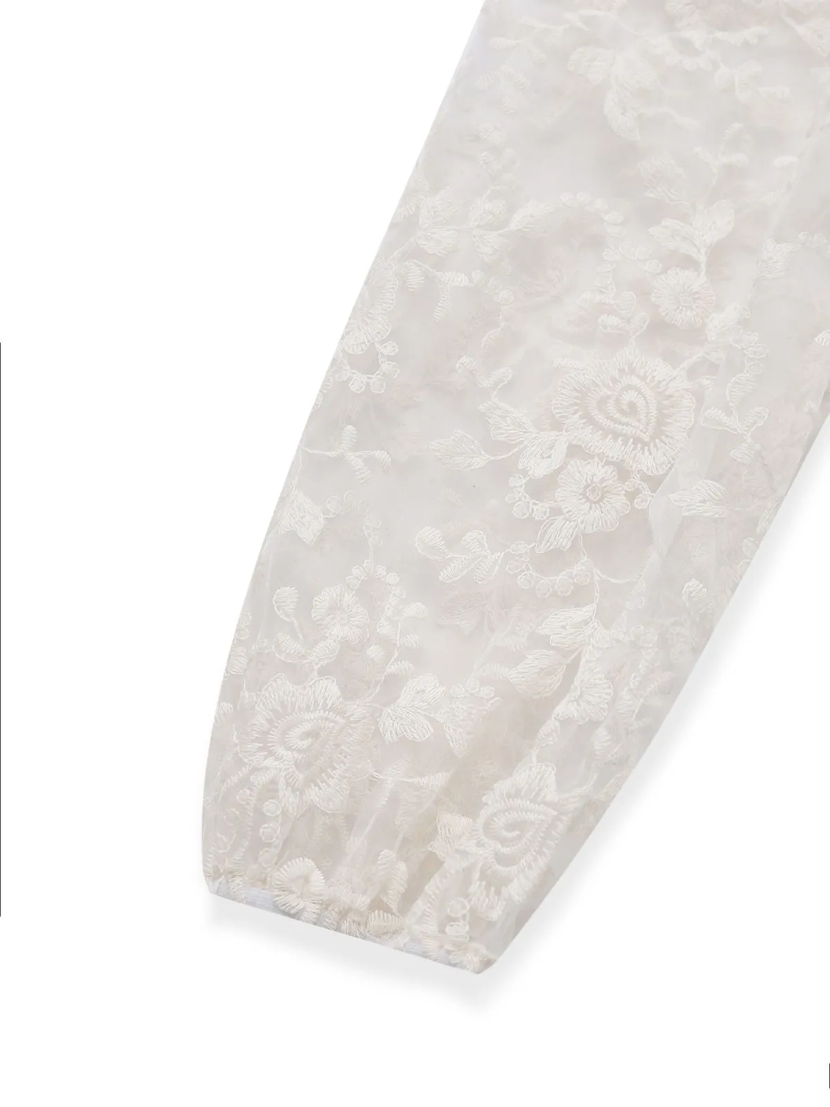 White 1960s Solid Pure Cotton Lace Dress sold by Retro Stage product image thumbnail 4