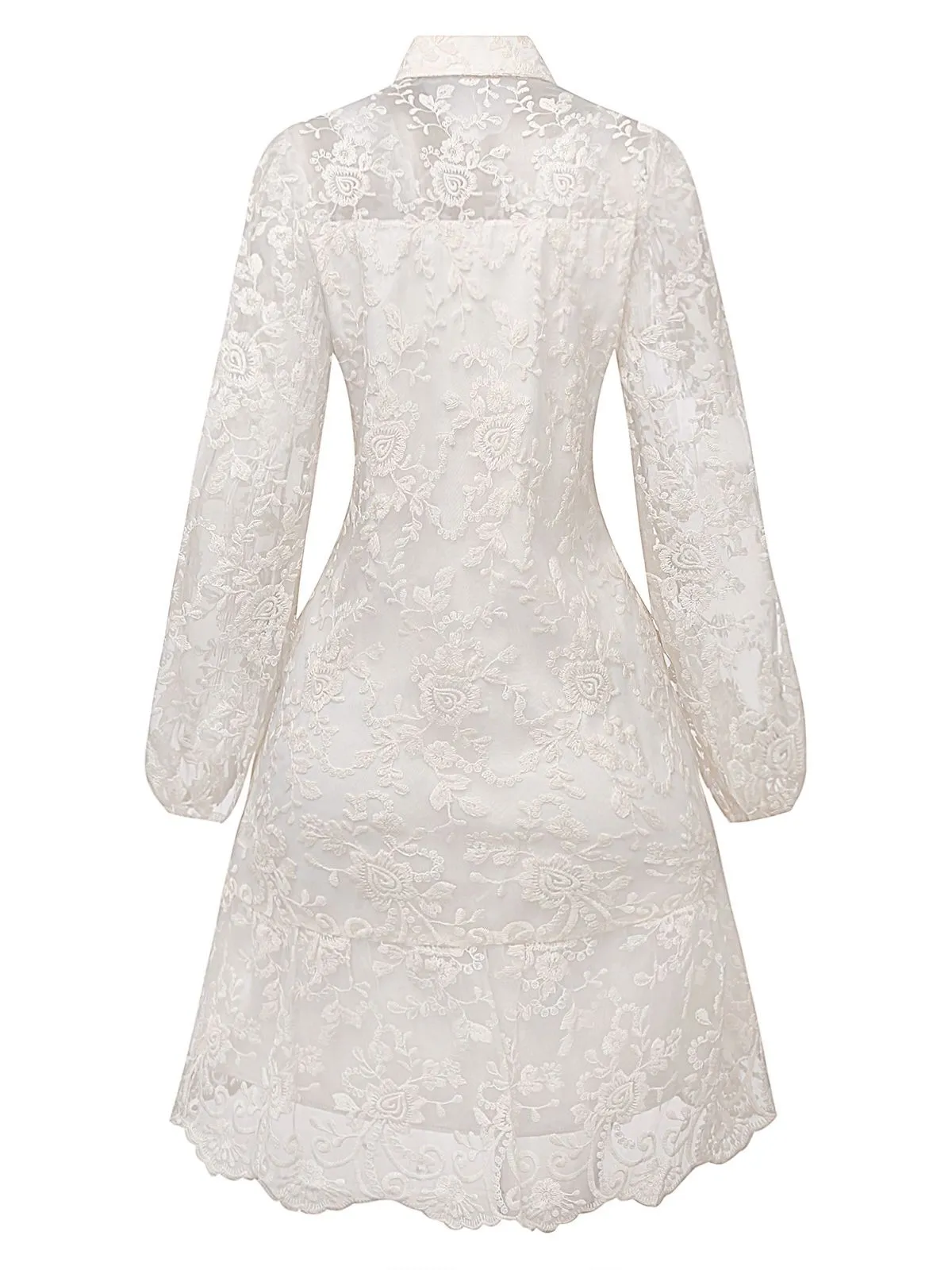 White 1960s Solid Pure Cotton Lace Dress sold by Retro Stage product image thumbnail 3