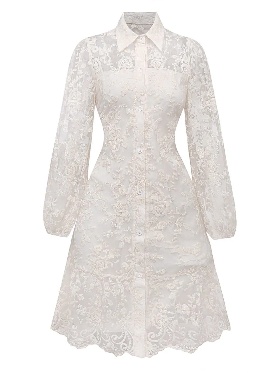 White 1960s Solid Pure Cotton Lace Dress sold by Retro Stage product image thumbnail 2