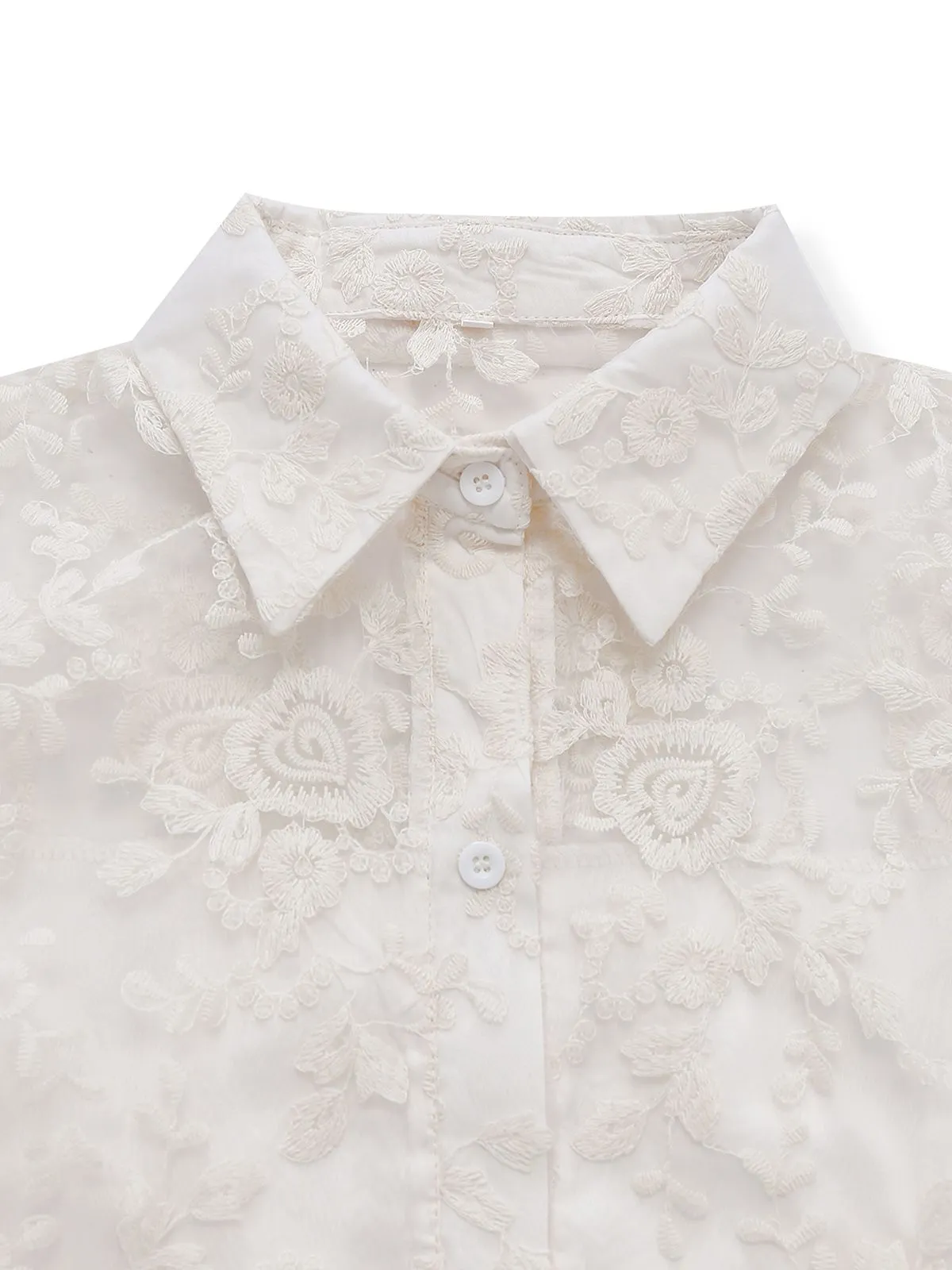 White 1960s Solid Pure Cotton Lace Dress sold by Retro Stage product image thumbnail 5