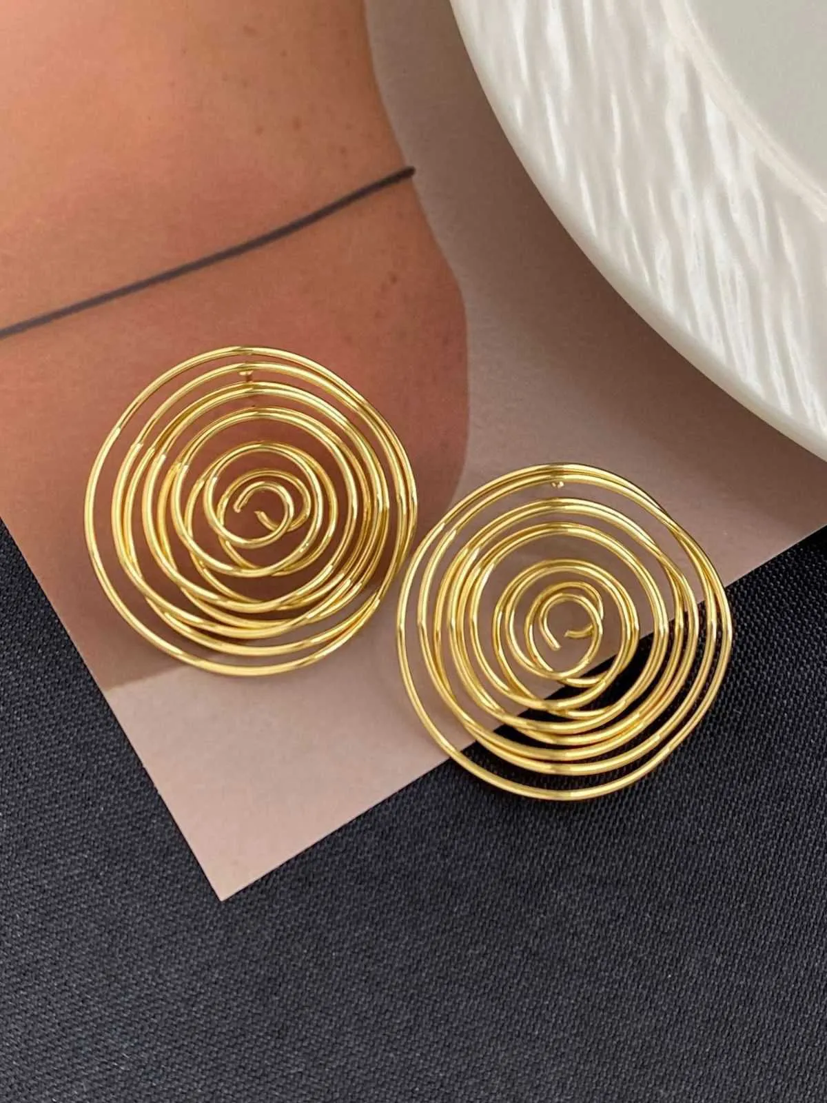 Vintage Gold Coil Hollow Alloy Earrings sold by Retro Stage
