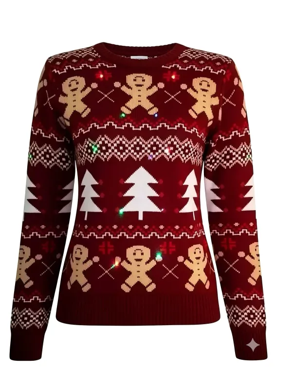 Red 1960s Christmas Tree & Gingerbread Sweater sold by Retro Stage
