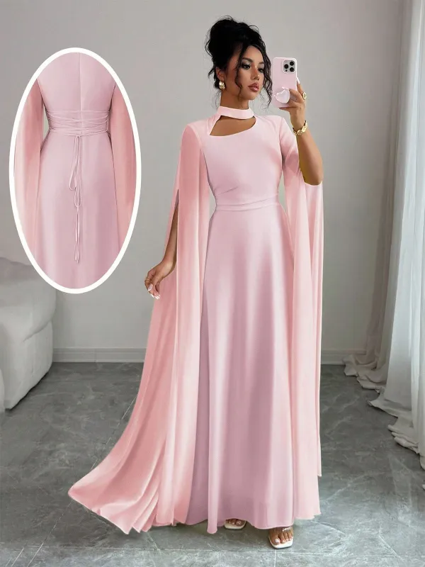 1980s Cape Sleeved Back Tie Maxi Dress sold by Retro Stage