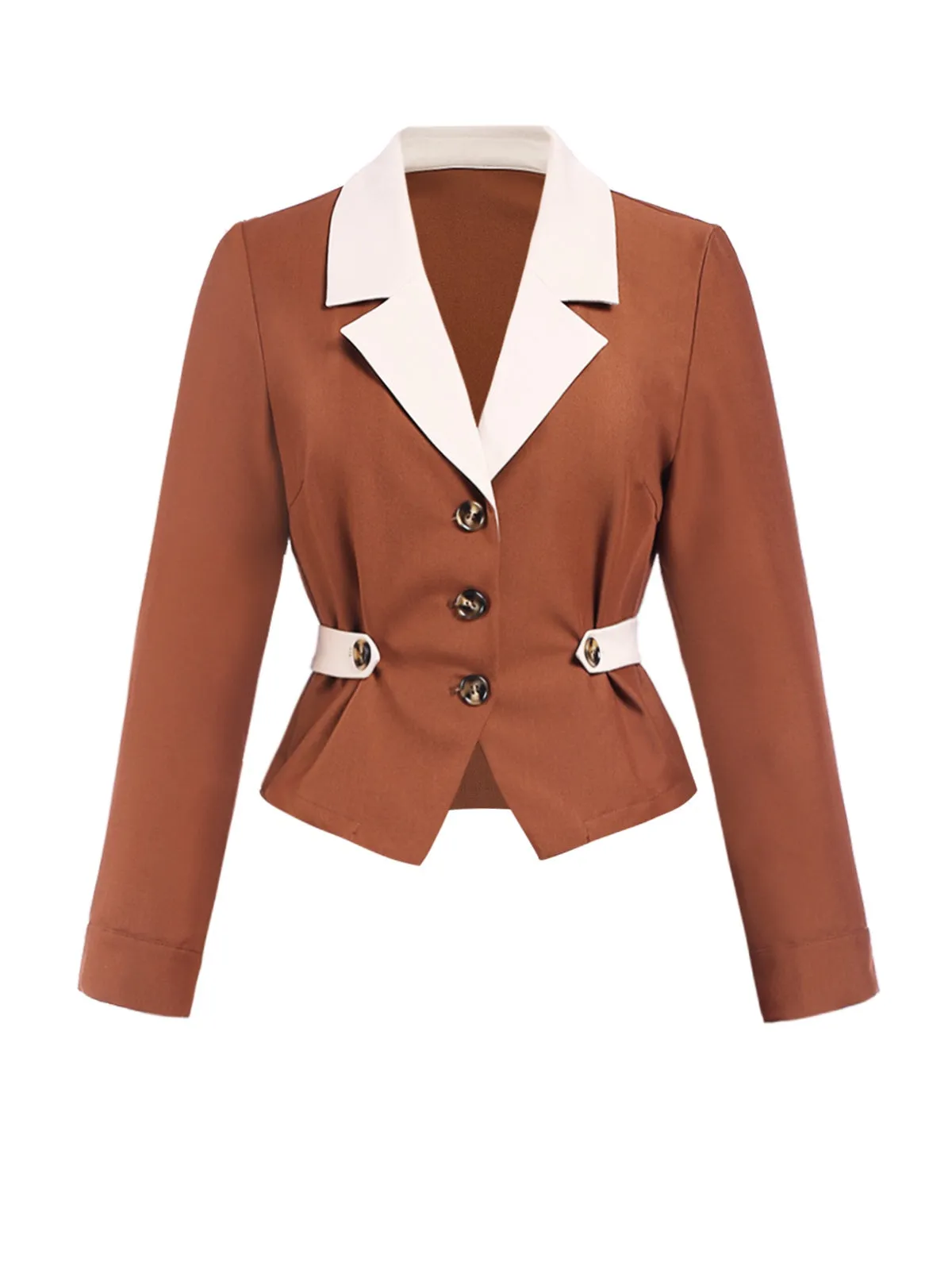 Brown 1940s Color Block Lapel Coat sold by Retro Stage product image thumbnail 2