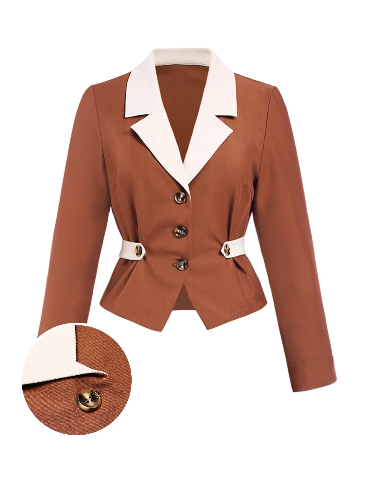 Brown 1940s Color Block Lapel Coat sold by Retro Stage